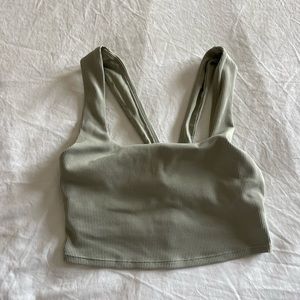 Alo alosoft ribbed chic bra tank, limestone, small